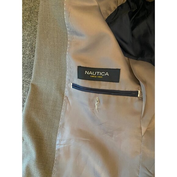 Nautica Slim Fit Sport Coat Mens 38L Mid-Brown/Taupe Two-Button Jacket Blazer - Picture 5 of 16